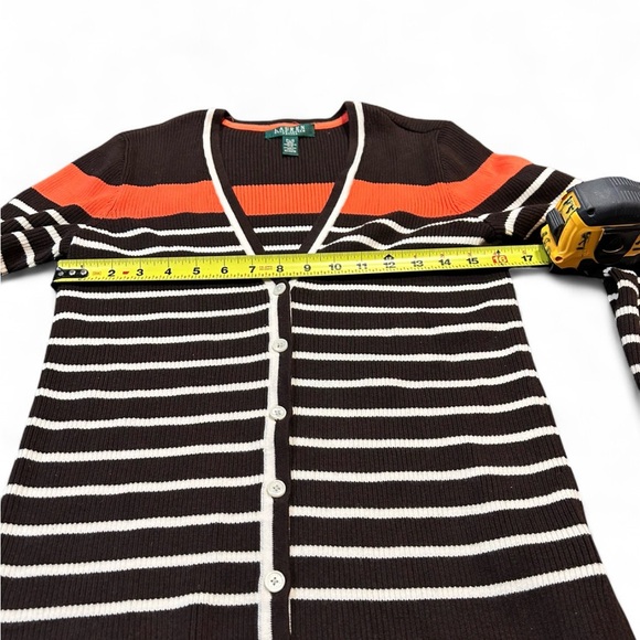 Ralph Lauren Brown and Orange Striped Cardigan - Picture 4 of 6